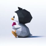 Papercraft baby penguin in 3D origami