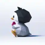3D Origami Papercraft Baby Penguin, 3D model