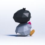 Papercraft baby penguin in 3D origami