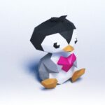 Papercraft baby penguin in 3D origami