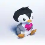 3D Origami Papercraft Baby Penguin, side view