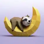 Papercraft de bébé paresseux sur lune en origami 3D