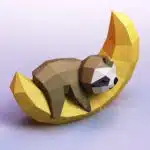 Papercraft de bébé paresseux sur lune en origami 3D