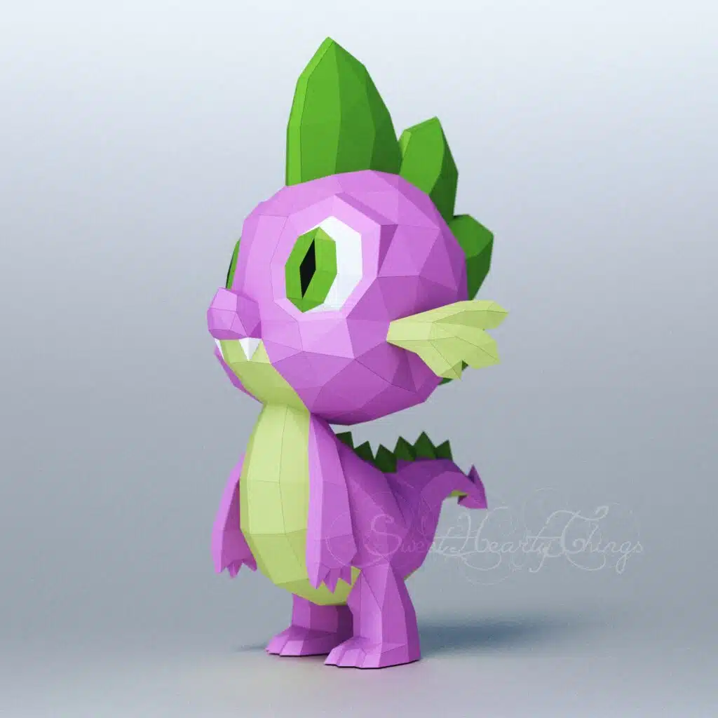 Papercraft Baby Spike in origami di carta 3D