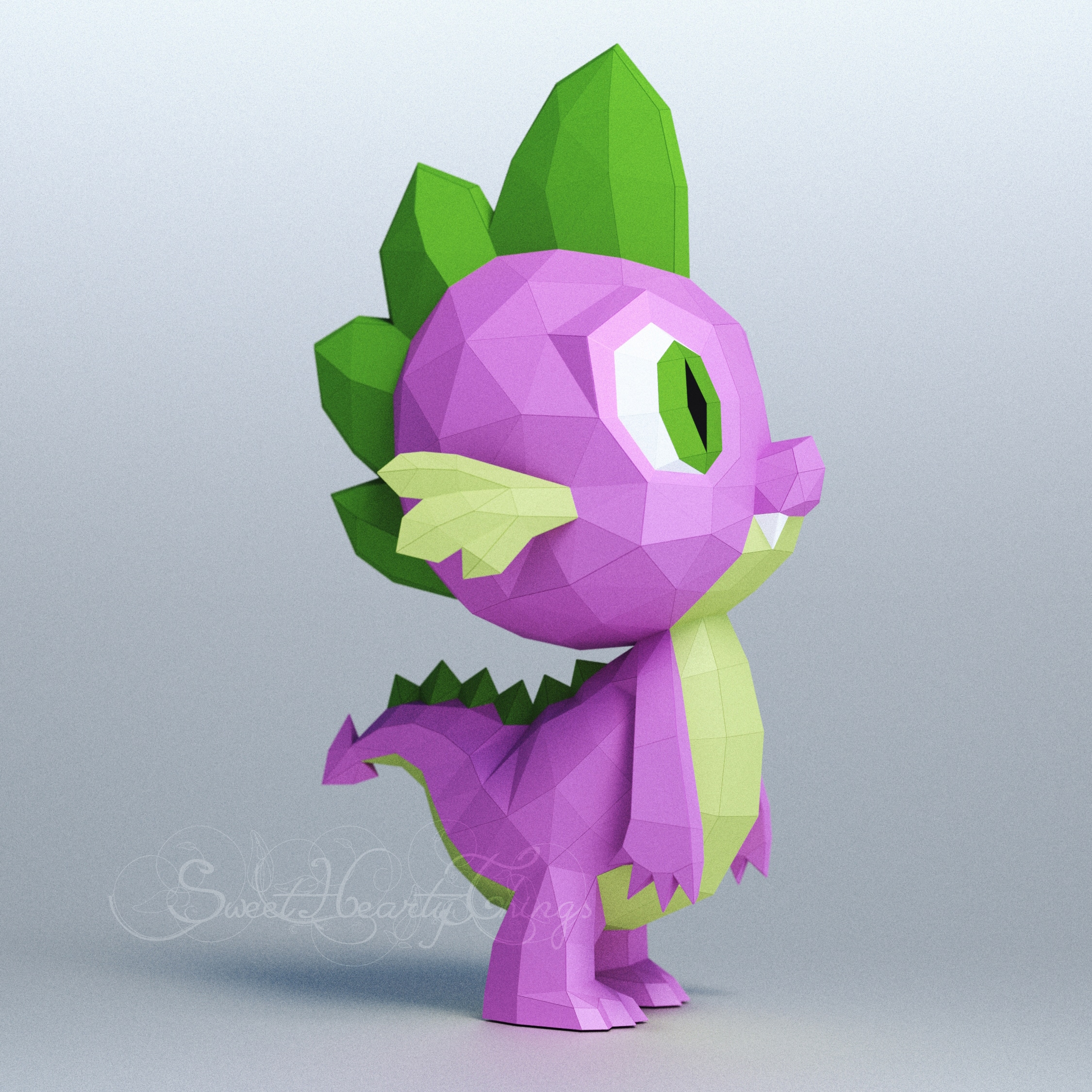 Papercraft Baby Spike in 3D origami paper