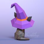 Papercraft de petit chat noir sorcier en origami