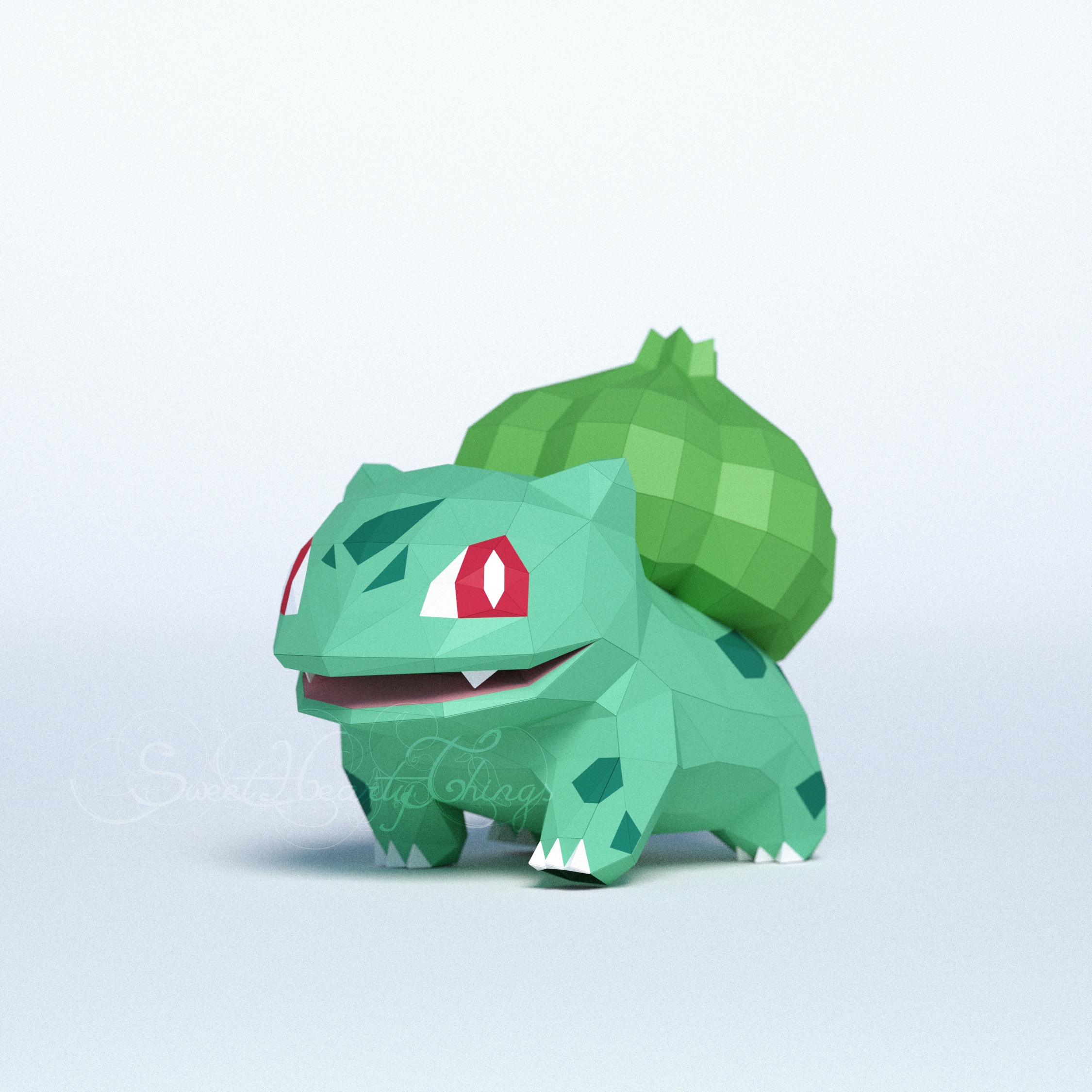 Papercraft Bulbasaur Pokemon in 3D origami