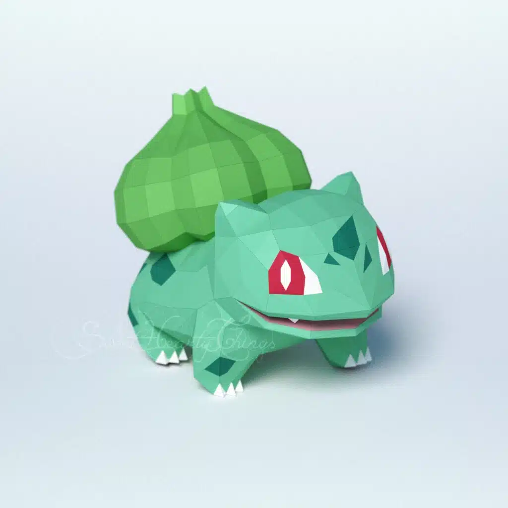 Papercraft de Bulbasaur Pokémon en origami 3D