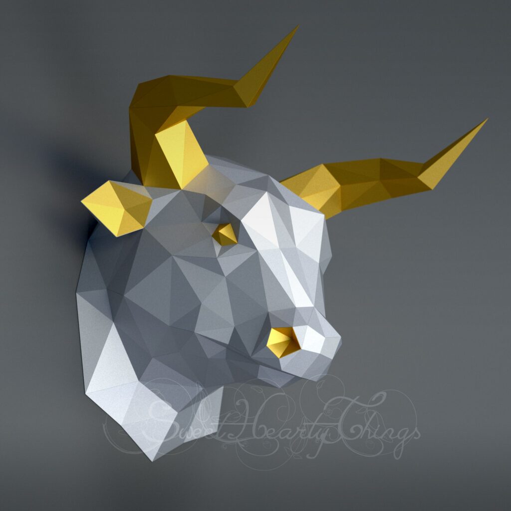 Papercraft Stierkopf als Origami