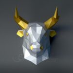 Papercraft cabeza de toro en origami