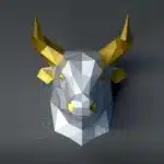 Origami papercraft bull head, 3D model