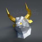 Papercraft cabeza de toro en origami