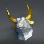 Origami papercraft bull head, detail