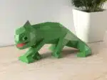 3D Origami Chameleon Sticking Out Tongue Papercraft