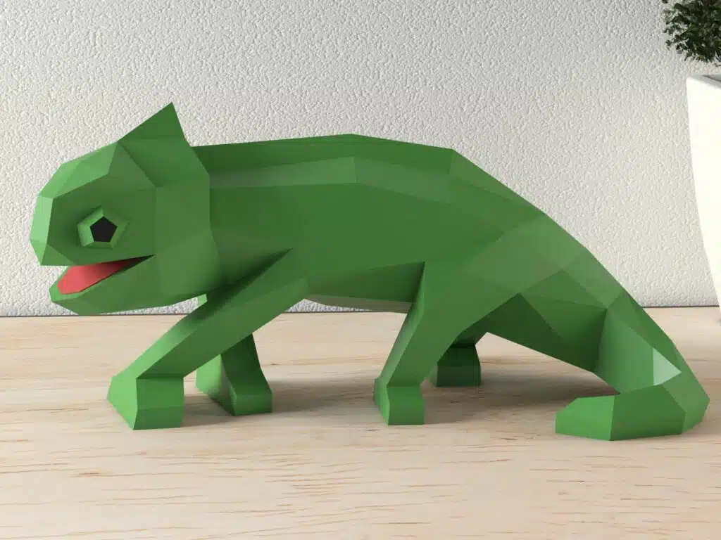 3D Origami Chameleon Sticking Out Tongue Papercraft