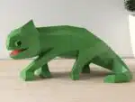 3D Origami Chameleon Sticking Out Tongue Papercraft