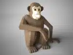 Papercraft de singe chimpanzé assis en origami 3D, vue 2