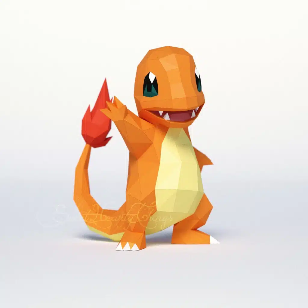 Papercraft Glumanda Pokémon als Origami