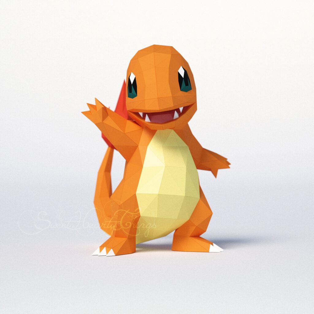 Papercraft de Charmander Pokémon en origami