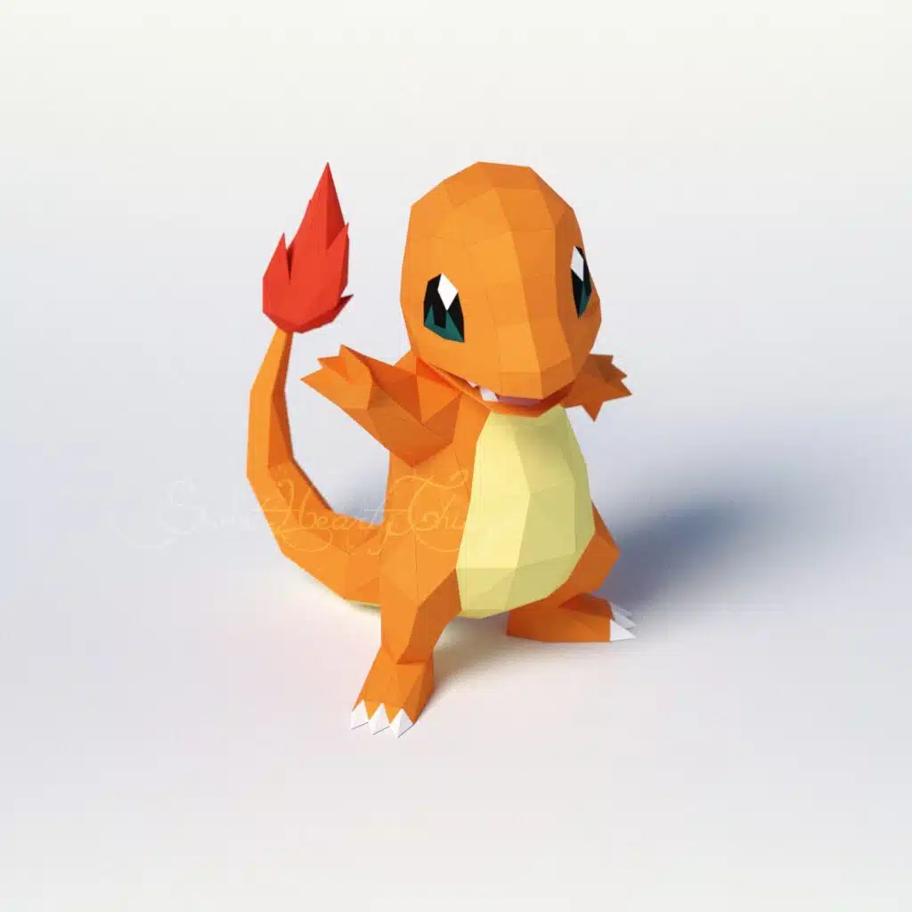 Papercraft di Charmander Pokémon in origami