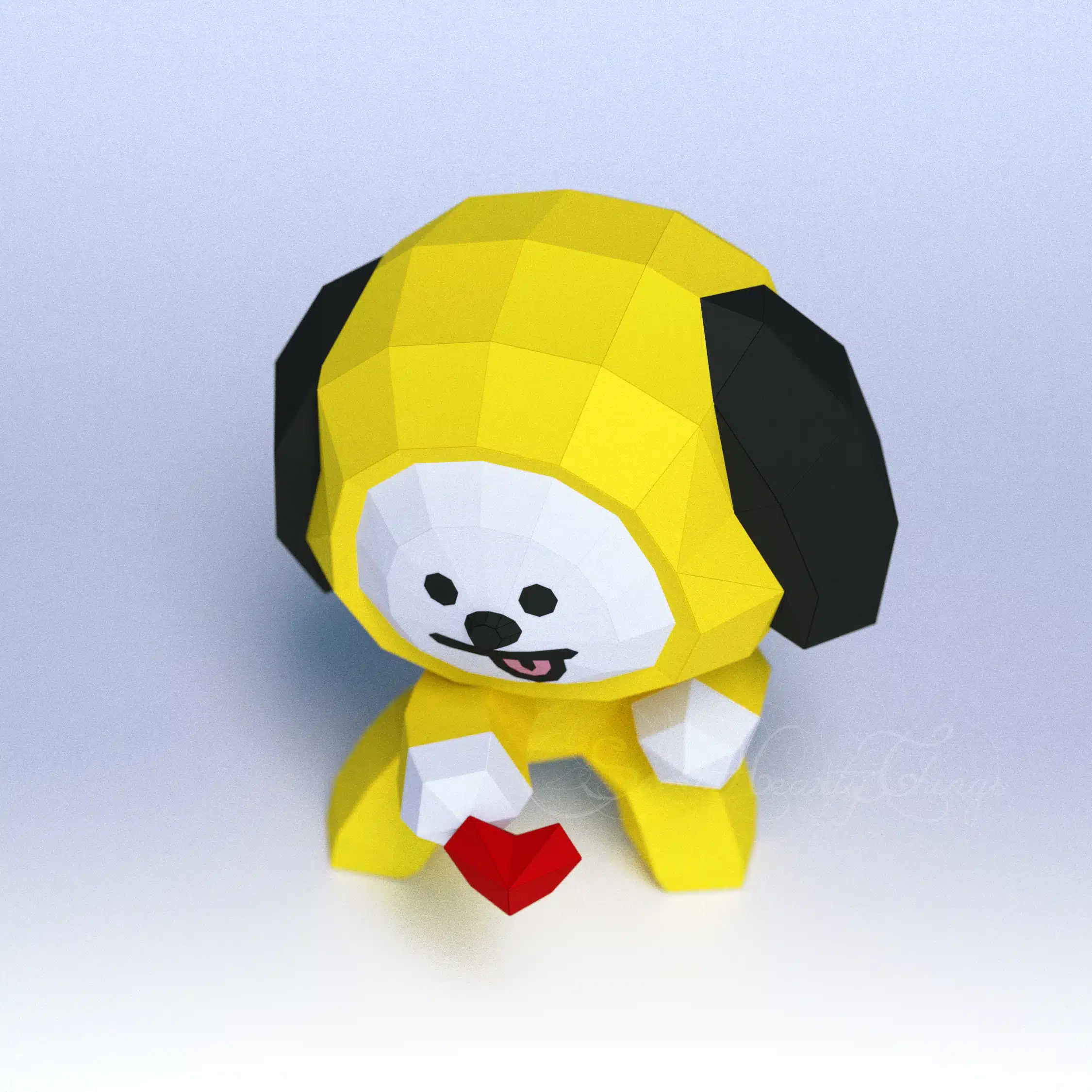 Chimmy origami papercraft, side view