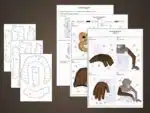 Papercraft de singe chimpanzé assis en origami 3D, vue 3