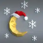 Papercraft di luna e fiocchi di neve in origami 3D
