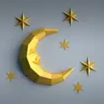 Origami crescent moon papercraft, view 2
