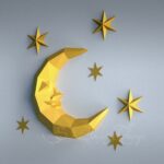 Papercraft crescent moon in origami