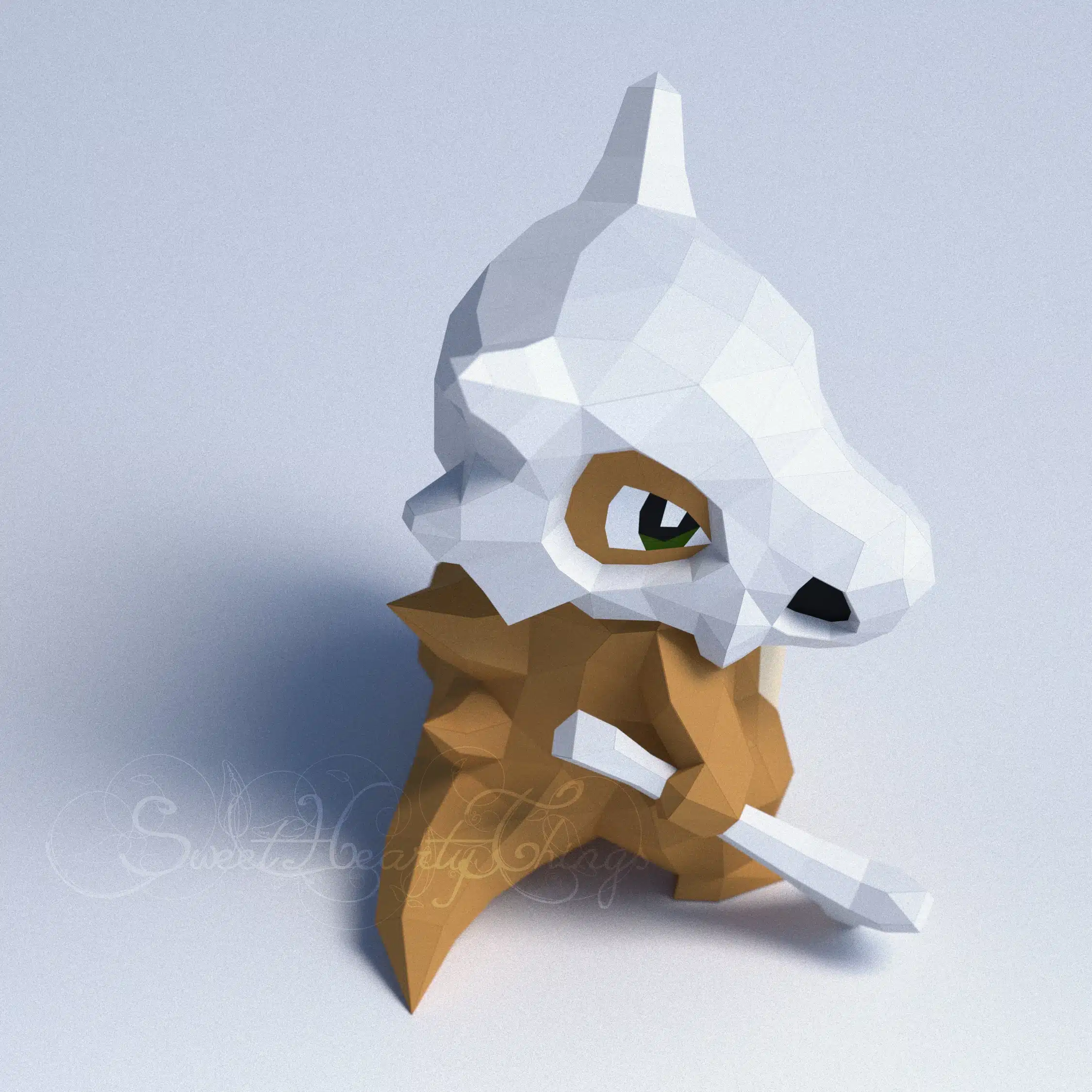 Cubone Pokémon papercraft origami model, assembled