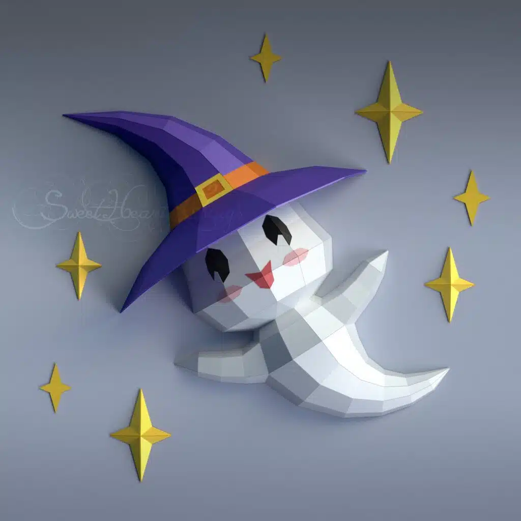 Papercraft bebê fantasma em origami 3D