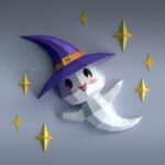 Papercraft baby ghost in 3D origami