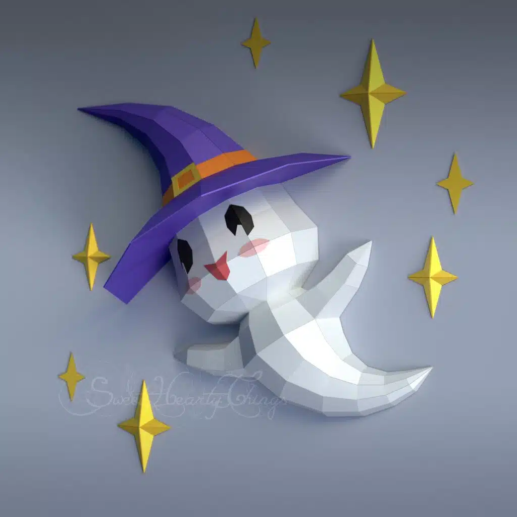 3D origami baby ghost papercraft, detail