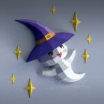 Papercraft baby ghost in 3D origami