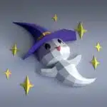 3D origami baby ghost papercraft, back view