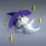 3D origami baby ghost papercraft, side view