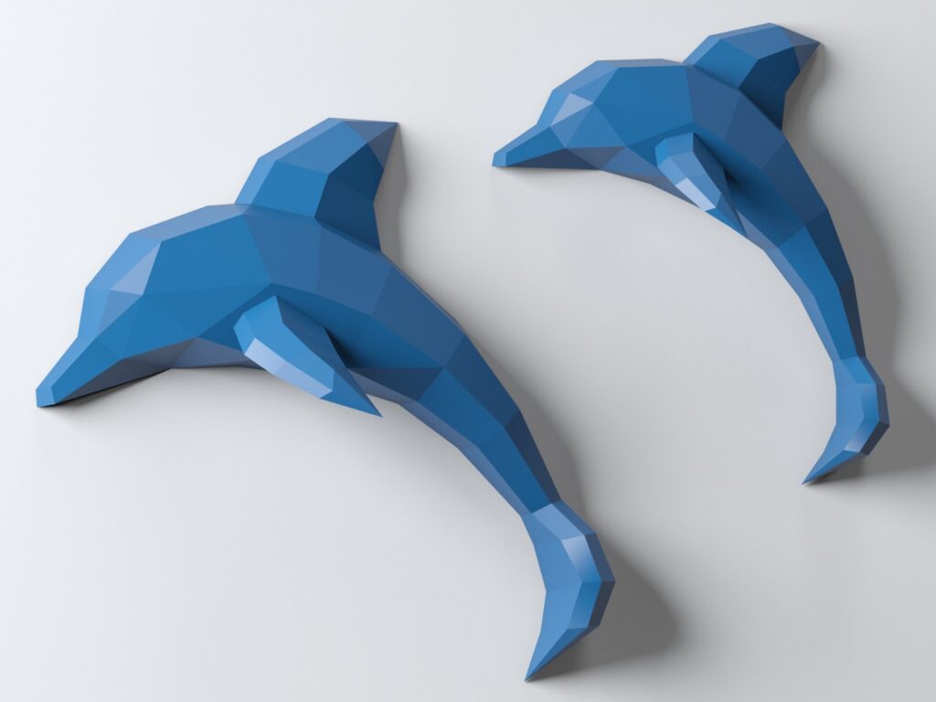3D Origami Wall Dolphin Papercraft