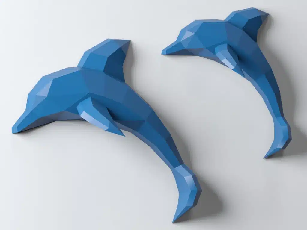 3D Origami Wall Dolphin Papercraft, view 2