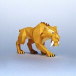 Papercraft of Diego Ice Age in 3D origami