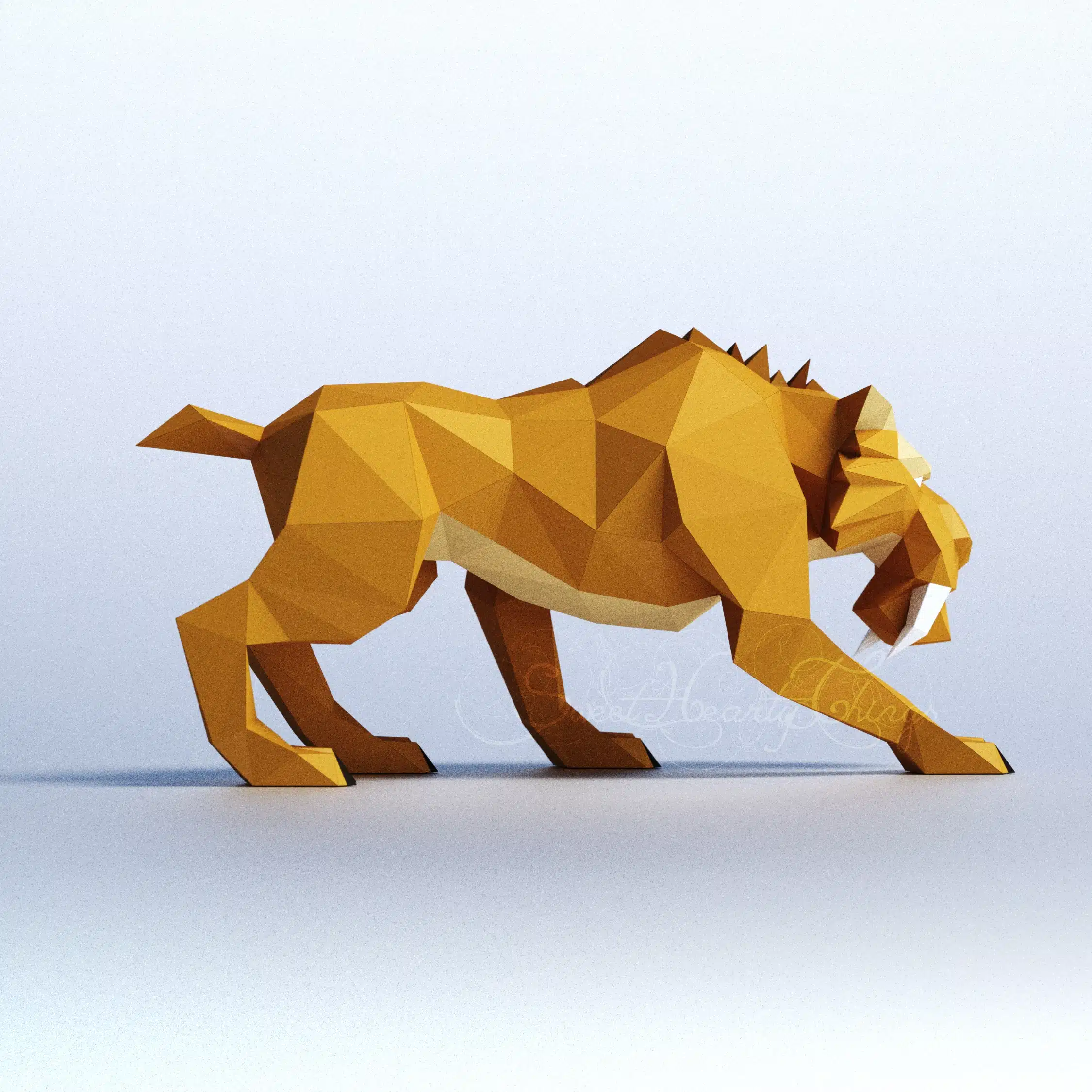 Diego Ice Age 3D origami papercraft, side view
