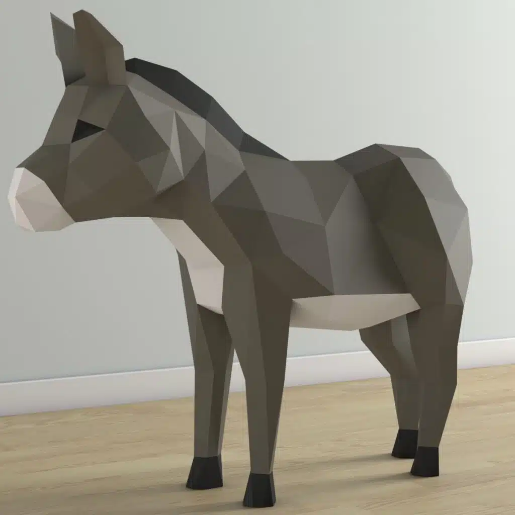 3D-Origami-Papercraft Esel