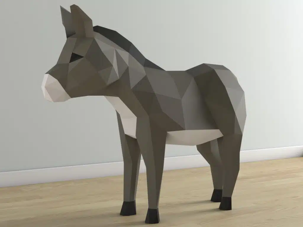 3D Origami Donkey Papercraft, view 2