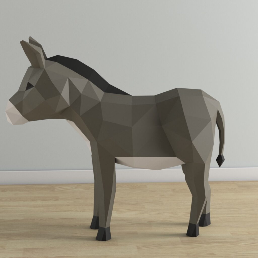 Papercraft d'âne en origami 3D