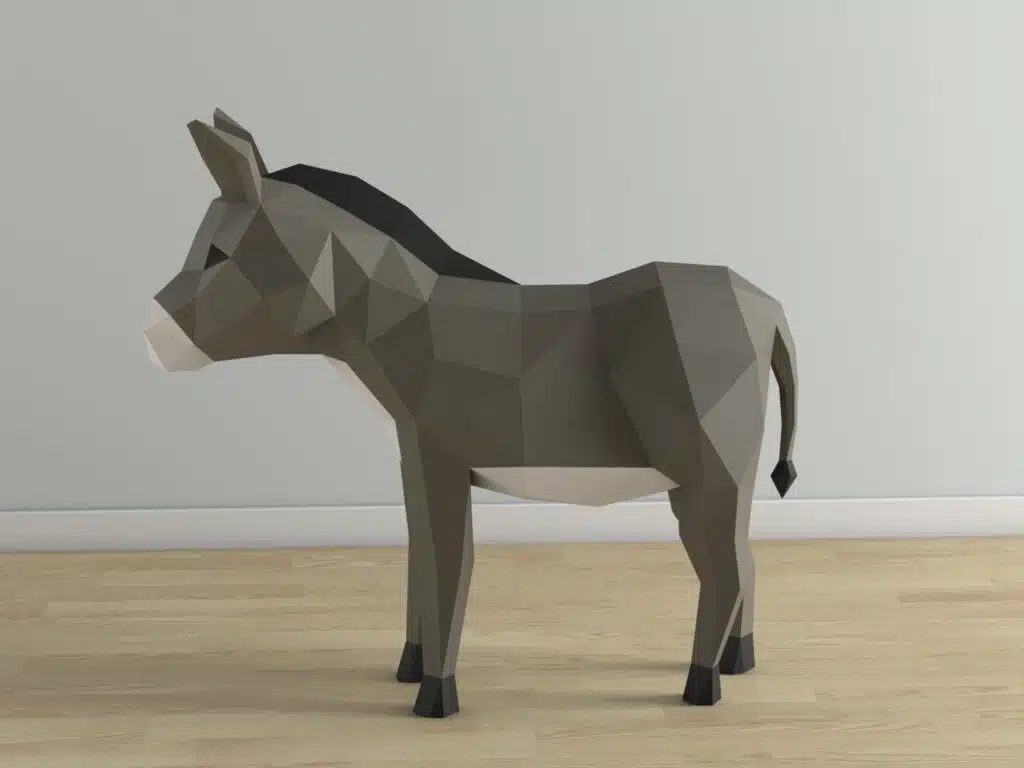 3D Origami Donkey Papercraft, detail