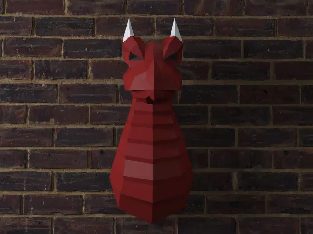 Origami dragon wall papercraft, detail
