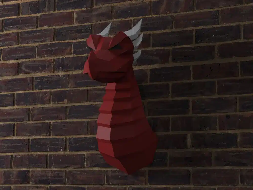 Origami dragon wall papercraft, 3D model