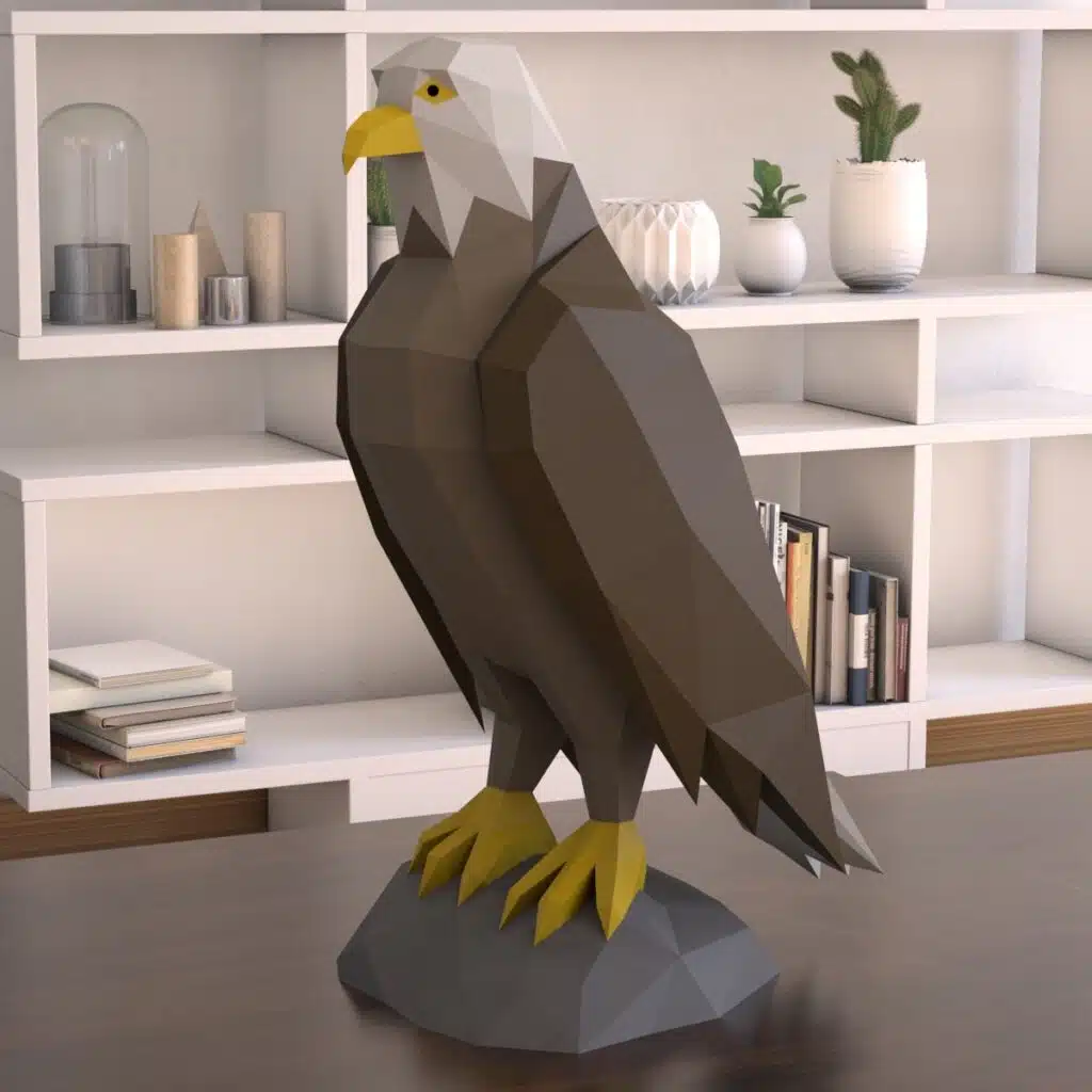 Papercraft de águia em origami 3D