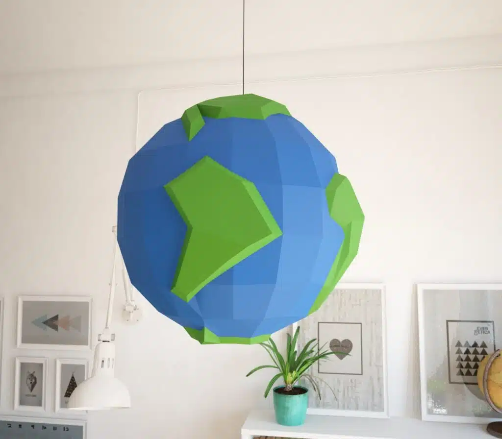 Papercraft del pianeta Terra in origami 3D