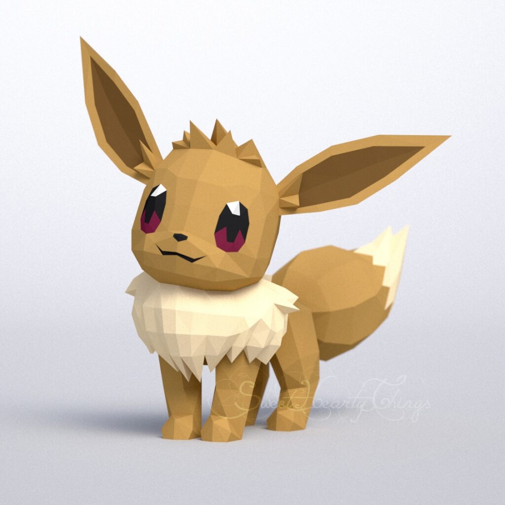 Papercraft di Eevee Pokémon in origami 3D