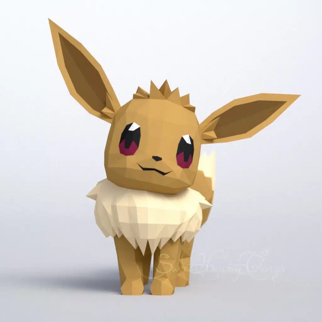 Eevee Pokémon Papercraft in 3D Origami, detail